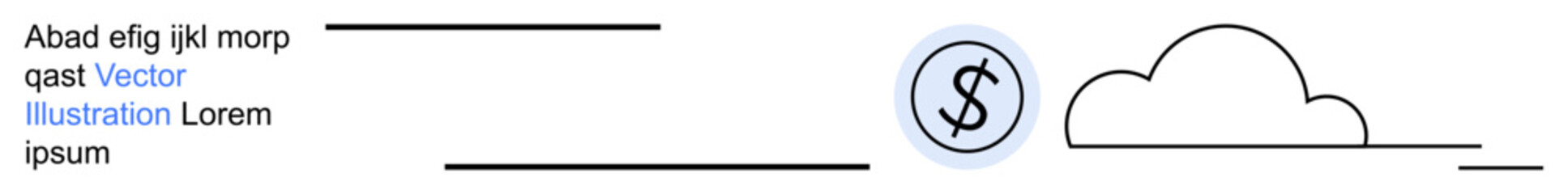 Obraz premium Cloud storage, financial technology, online banking, data sharing, software systems, digital payment. Simple cloud icon with currency symbol in a minimalistic layout. Cloud storage and financial