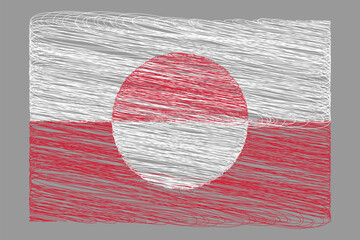 Scribble Style Greenland Flag Illustration - Hand Drawn Textured National Symbol of Greenland © RadiantForms