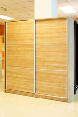 Closed Sliding Doors at Wooden Wardrobe Cabinet Modern Furniture Home