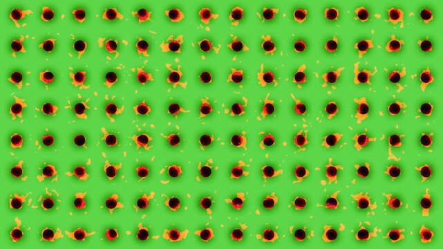 Burning Paper Hole Transition on Green Screen. Burning Hole Reveal Animation