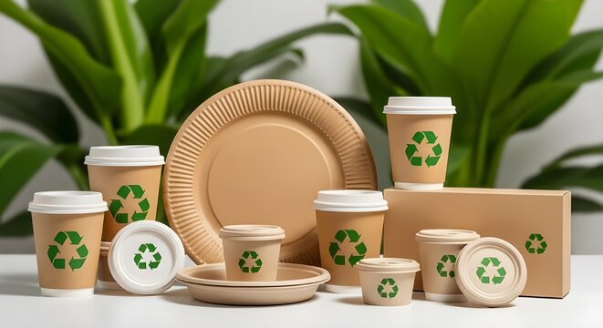 Sustainable disposable cups, plates, and packaging promoting an eco-conscious lifestyle