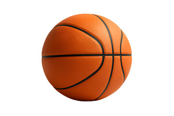 Obraz premium Orange basketball ball with classic black lines and realistic textured leather surface for sports and competition concepts isolated on transparent background