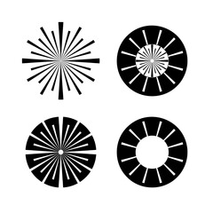 Set of Design Elements and Abstract Icons on Black Background.