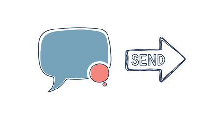Fototapeta premium Speech Bubble with 'Send' Arrow - Communication and Messaging Concept