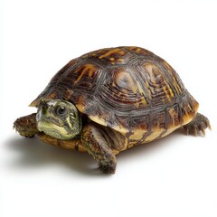 Obraz premium Single turtle on a white background with studio lighting