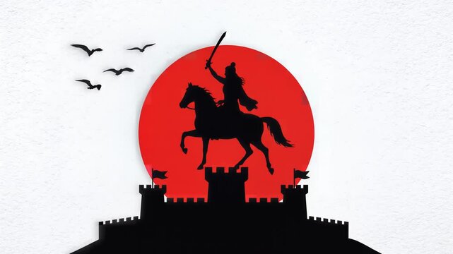 Shivaji Maharaj Silhouette on Fort Graphic Art Concept