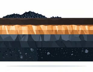 Coal Mining Illustration Showing Stratified Earth Layers