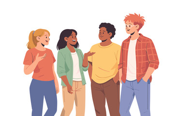 Obraz premium Diverse group of friends chatting casually. Generated image