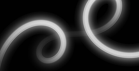 Black and white glowing path abstract swirl wave illustration background banner