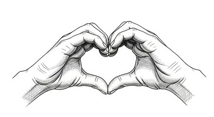 Obraz premium Hands forming a heart shape with fingers intertwined in a gentle gesture of love and affection close-up view