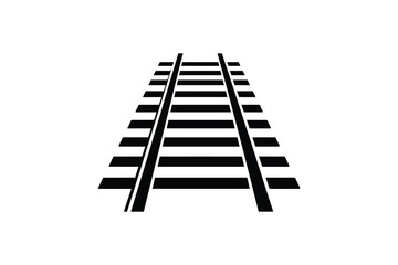 Railroad tracks silhouette perspective, railway line, transportation infrastructure, travel, journey symbol