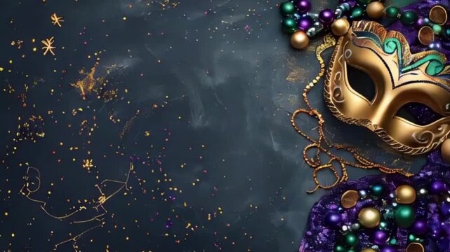 Greeting card with bright holiday composition for celebrate mardi gras