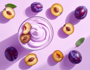 seamless pattern with purple plums
