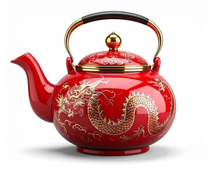 Traditional Chinese Red Dragon Teapot.