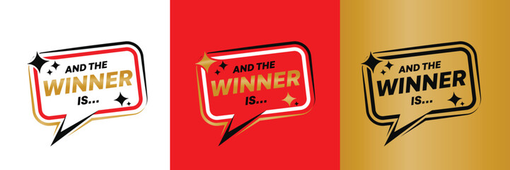 Winner announcement speech bubble banner with stars for social media post and marketing promotion