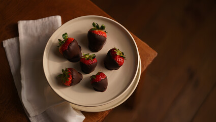 Valentine's Day: Sweet Strawberries and a Linen Napkin.