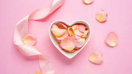 Valentine's Day: Soft Flat Lay with Candies and Ceramic Decor.