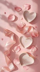 Valentine's Day: Soft Flat Lay with Candies and Ceramic Decor.