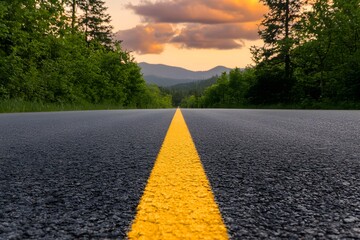 Road Trip Through Mountains at Sunset Journey Into the Horizon with Nature's Beauty