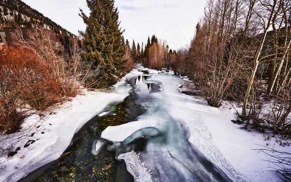 Tenmile Creek, the primary stream that runs directly through the town of Frisco, Colorado, flowing from the Copper Mountain area and emptying into the nearby Dillon Reservoir.