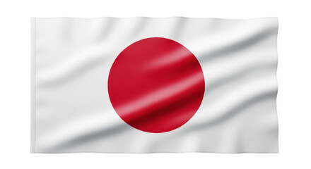 Waving flag of Japan PNG isolated on transparent background, national symbol of Japanese culture and identity © Iura