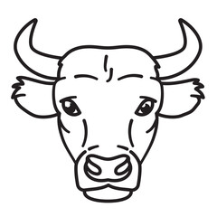 Bull head vector line art illustration