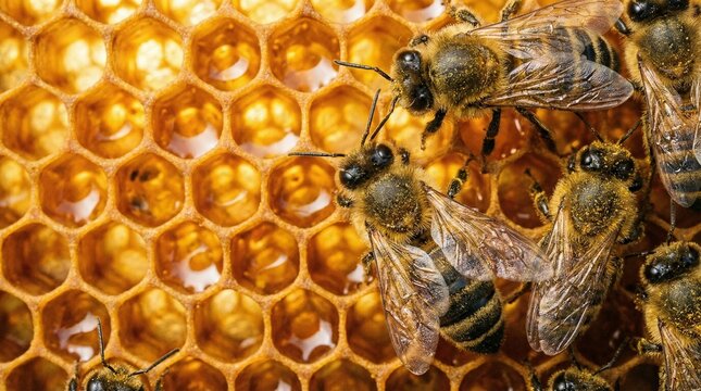 Honeybees on Honeycomb(巣を作るミツバチ)
