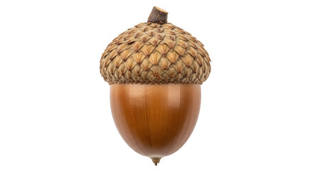Brown acorn isolated PNG on transparent background, autumn forest seed with cap for fall season design and decoration © Iura