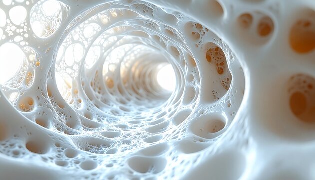 Detailed view inside the porous weblike structure of a human bone