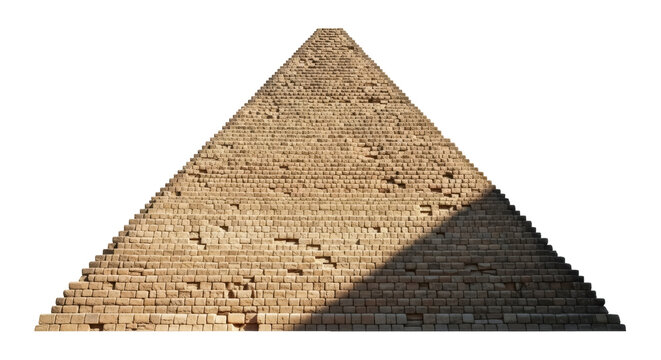 Ancient pyramid made of stone blocks isolated PNG on transparent background, historical landmark for travel and architecture projects