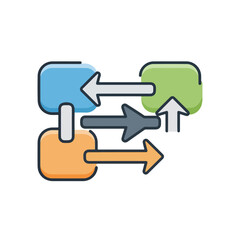 Obraz premium Colorful Data Transfer and Workflow Process Icon