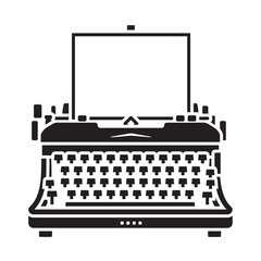Retro typewriter with blank sheet of paper vector icon
