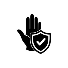 Obraz premium Hand and Shield Protection Icon with Approval Checkmark