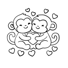 Fototapeta premium happy Valentine’s Day with baby monkey 