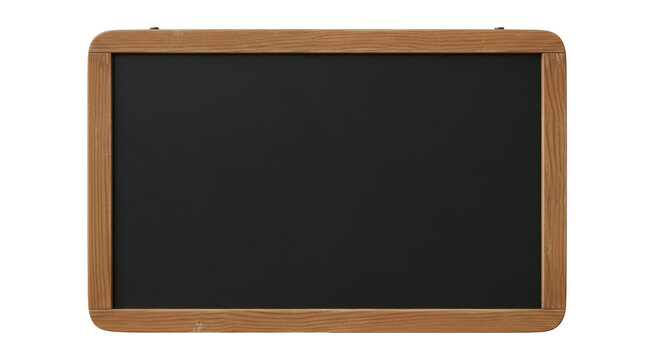 Empty chalkboard with wooden frame isolated PNG, classic school blackboard on transparent background for education and design use