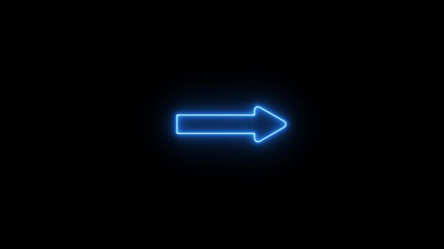 Arrow-shaped neon sign. Neon arrow symbol icon. Directional sign arrow points to the right ,Abstract directional neon arrow icon animation ,neon arrow