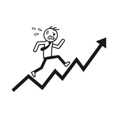 stick figure struggles to climb a financial growth chart