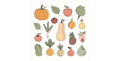 Minimal abstract organic food doodle vector illustration