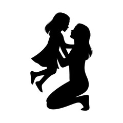 silhouette of a girl and mother