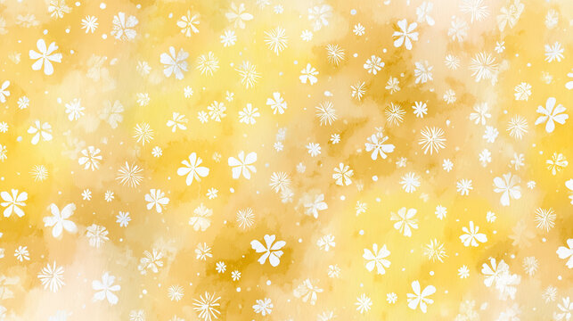 Yellow Floral Pattern Illustration Background Wallpaper