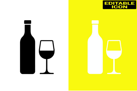 Wine bottle and glass icon