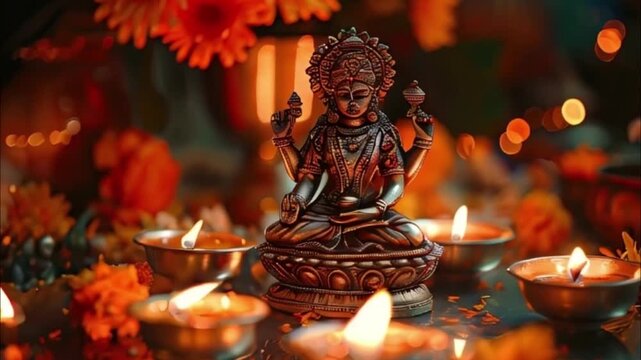 Holiday composition for happy celebrate Diwali, abstract vivid composition consists of fictional unreal fantastic vision on background