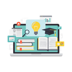 Online Education On Laptop Screen Display.eps