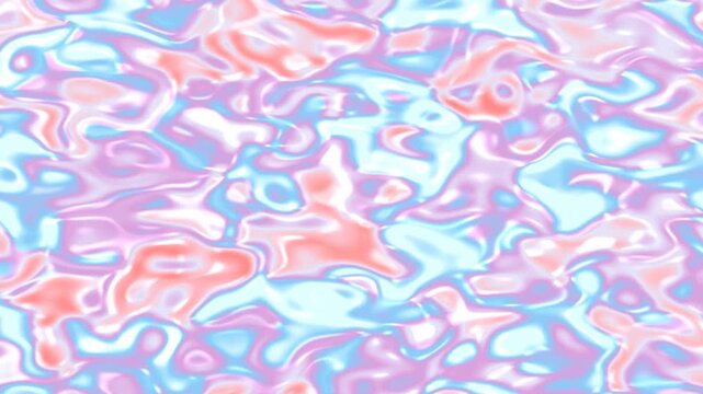 Abstract fluid pattern in pastel pink, blue, and peach swirls forming smooth, glossy textures. vivid