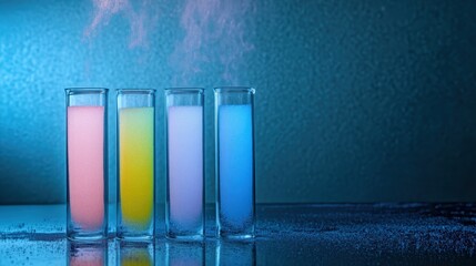 Colored liquid columns in chromatography setup experiment
