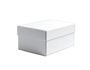A glossy white rectangular presentation box with a separate lid against a black background.