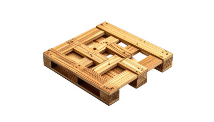 A small wooden pallet with an intricate top weave sits against a solid black background.