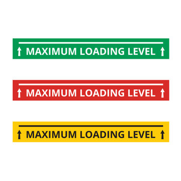 Green, red and yellow maximum loading level signs isolated on a white background