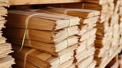 Stacks of tightly bound bundles of unspun natural plant fibers for textile production
