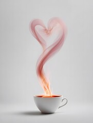 Cup of coffee with steam in the shape of a heart